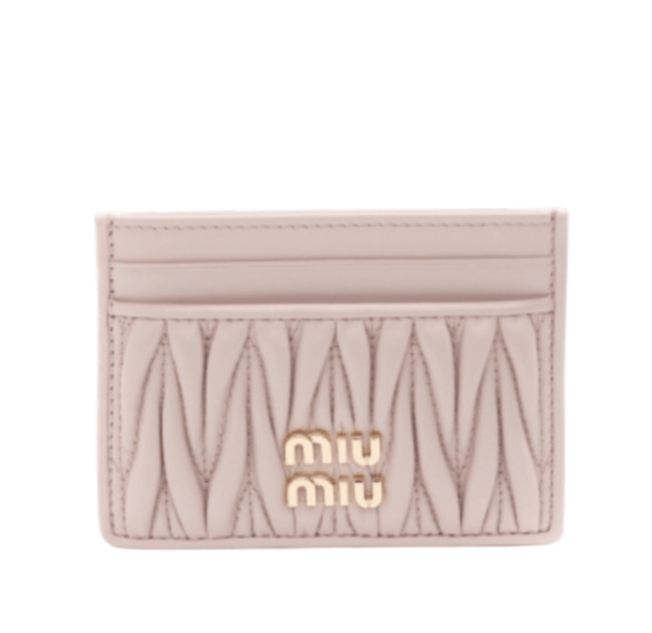 Miu Miu Matelasse Nappa Leather Card Holder Powder Pink