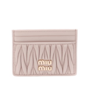 Miu Miu Matelasse Nappa Leather Card Holder Powder Pink