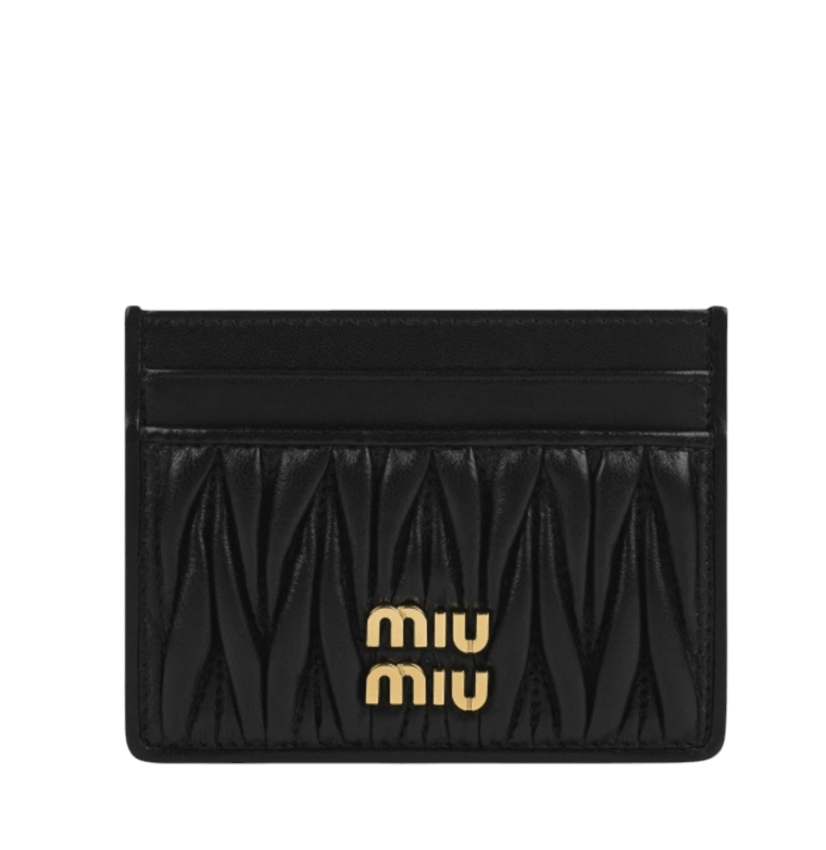 Miu Miu Matelasse Nappa Leather Card Holder Black
