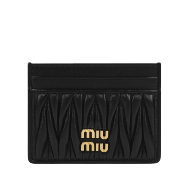 Miu Miu Matelasse Nappa Leather Card Holder Black