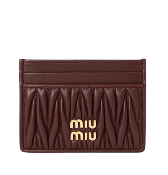 Miu Miu Matelasse Card Holder Wallet Brown