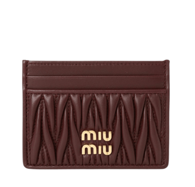 Miu Miu Matelasse Card Holder Wallet Brown