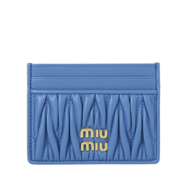 Miu Miu Matelasse Card Holder Wallet Blue
