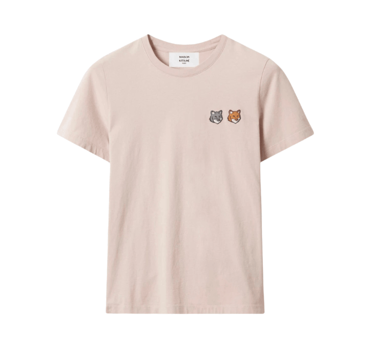 (W) Maison Kitsune Double Fox Head Regular T-Shirt Pink Clay