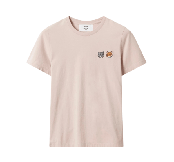 (W) Maison Kitsune Double Fox Head Regular T-Shirt Pink Clay