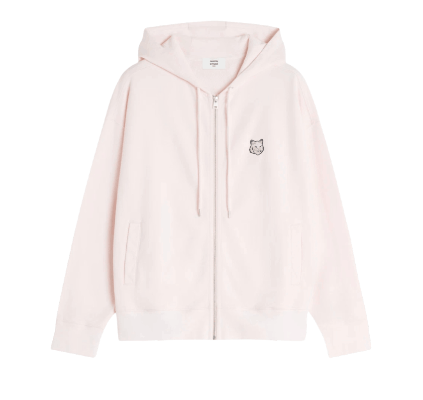 Maison Kitsune Fox Head Zipped Oversize Hoodie Mauve