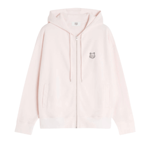 Maison Kitsune Fox Head Zipped Oversize Hoodie Mauve