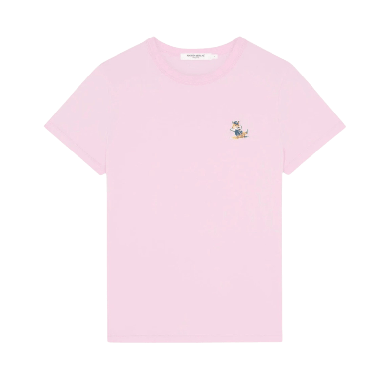 (W) Maison Kitsune Dressed Fox Patch Classic T-Shirt Dusty Rose