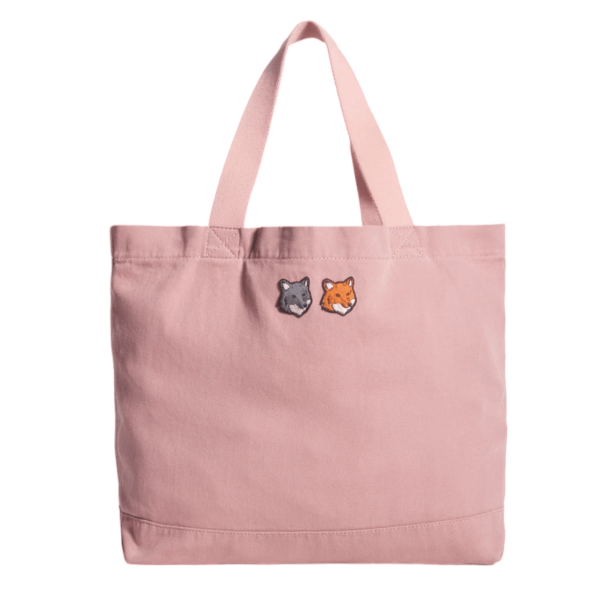 Maison Kitsune Double Fox Head Faded Tote Faded Pink Clay