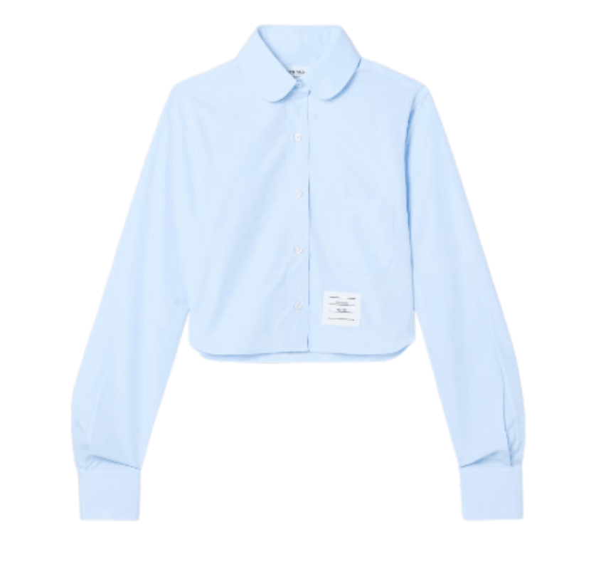 Thom Browne Logo-patch Cropped Shirt - Blue 