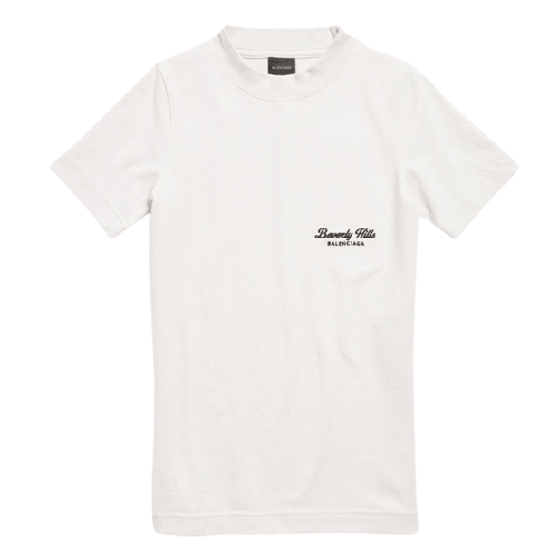 (W) Balenciaga Beverly Hills Fitted T-Shirt Off White Black