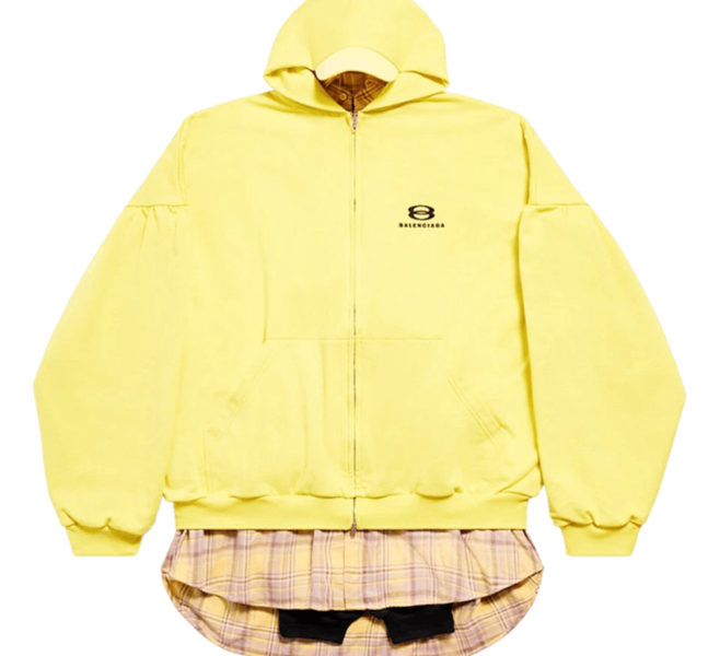 Balenciaga Unity Sports Icon Layered Hoodie Oversized in Yellow Black