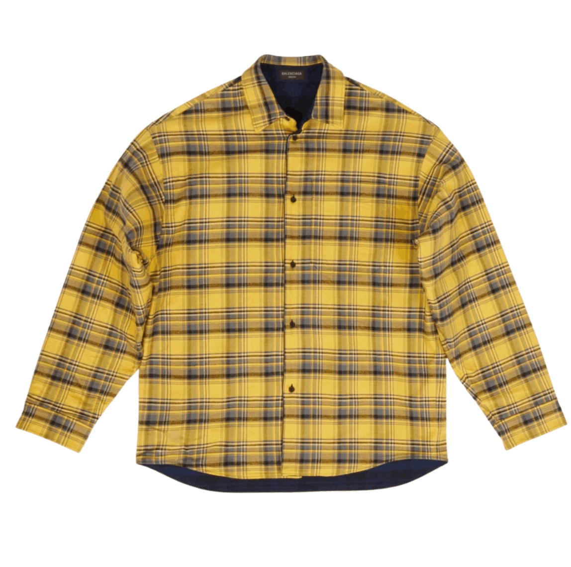 Balenciaga Reversible Flannel Shirt Yellow Blue