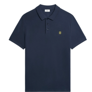 Celine Polo Shirt In Pique Cotton Jersey Navy Post It Yellow