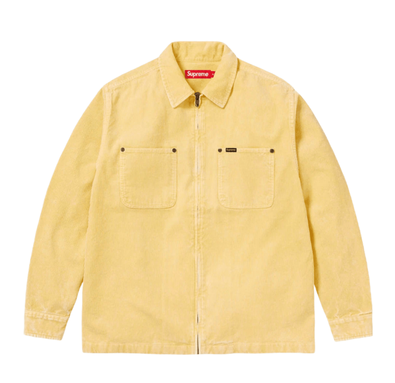 Supreme Washed Corduroy Zip Up Shirt Yellow 