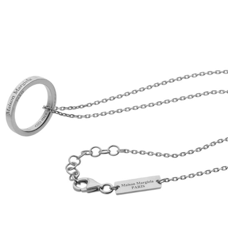 Designer White Logo ring pendant necklace