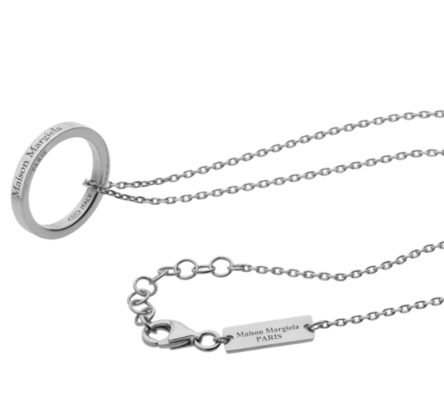 Designer White Logo ring pendant necklace