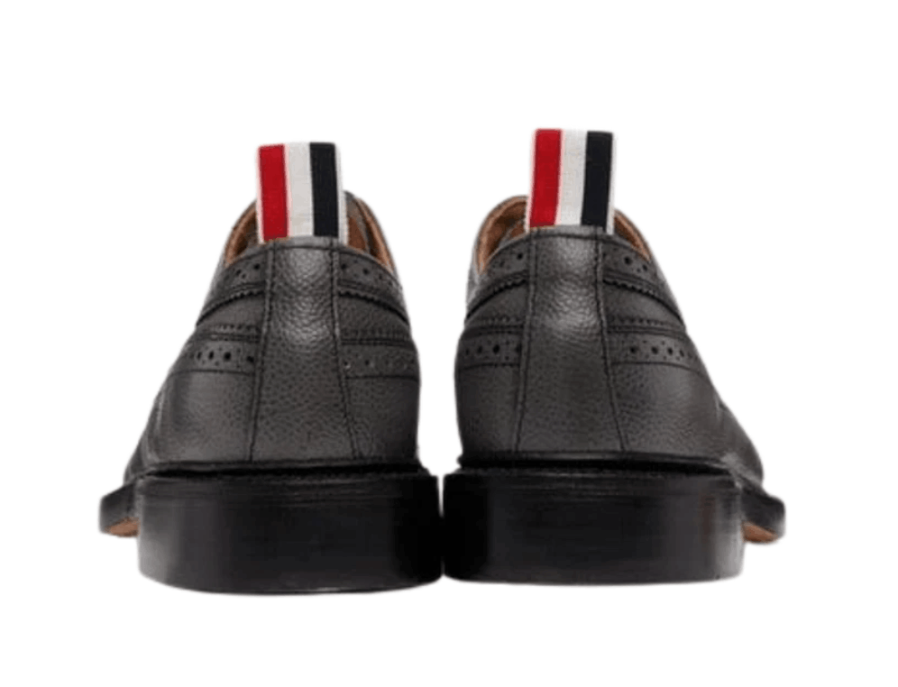 Thom Browne Pebble Grain Leather Sole Longwing Brogue Dark Grey