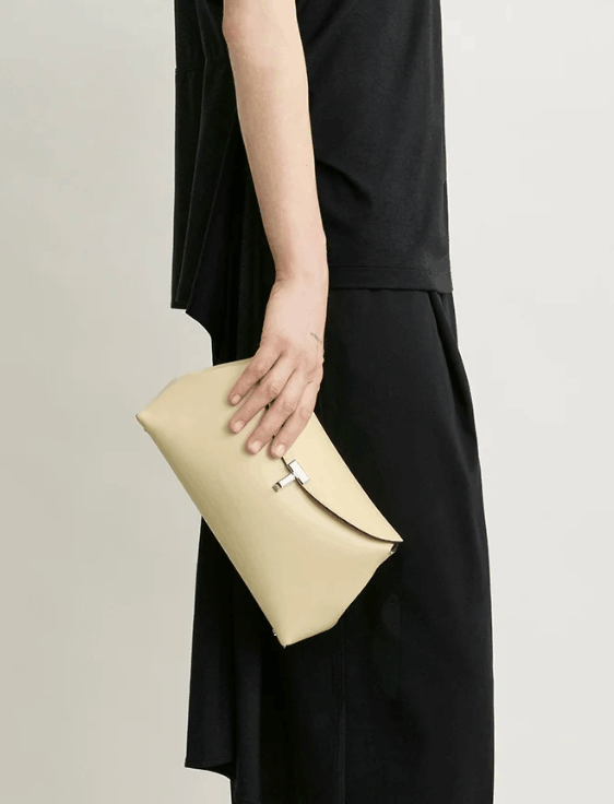 T-Lock Leather Clutch 