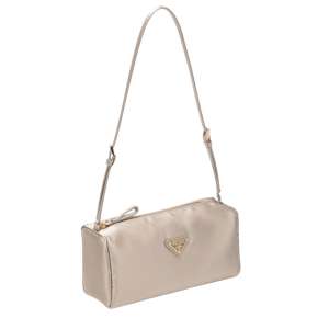 Cameo-colored satin pouch