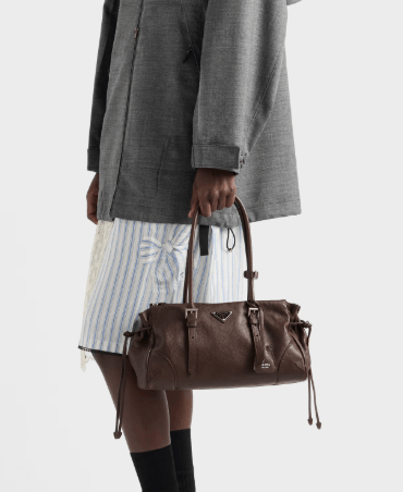 Cocoa Prada Bonnie Medium Antiqued Leather Tote Bag