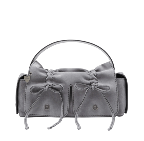 Multipocket suede shoulder bag - Cold grey
