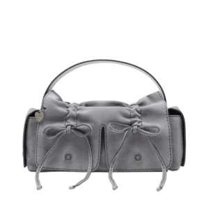 Multipocket suede shoulder bag - Cold grey