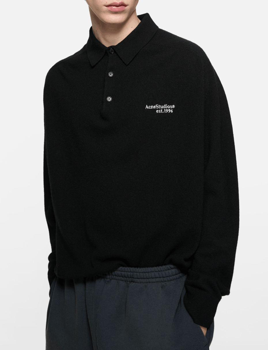 Wool knit polo - black