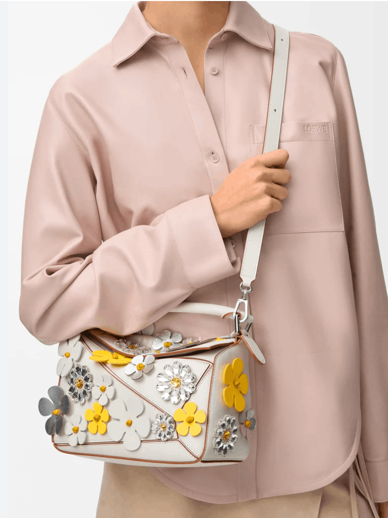 Small Puzzle bag in classic calfskin White