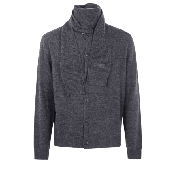 MM6 Maison Margiela Integrated Scarf Cardigan 'Dark Grey Melange'