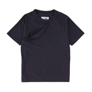 Midnight Blue Cotton Jersey T-Shirt With Distressed