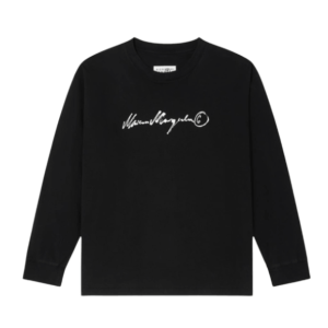 Long-sleeve overdyed handwritten-print T-shirt Black 