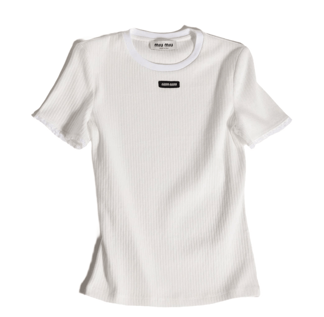 (W) Miu Miu Cotton T-Shirt White MT2251-1951-F0009