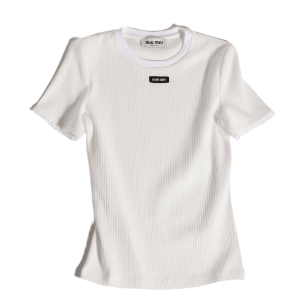 (W) Miu Miu Cotton T-Shirt White MT2251-1951-F0009
