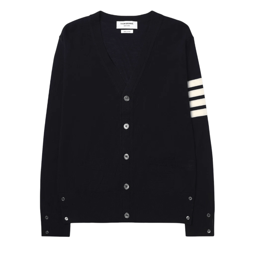 Thom Browne Sustainable Fine Merino Wool 4-Bar Classic Cardigan Navy