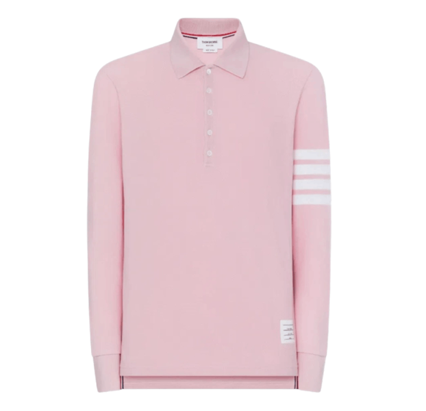Thom Browne Classic Pique 4-Bar Polo Light Pink