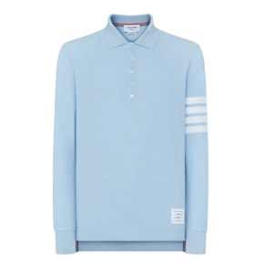 Thom Browne Classic Pique 4-Bar Polo Light Blue