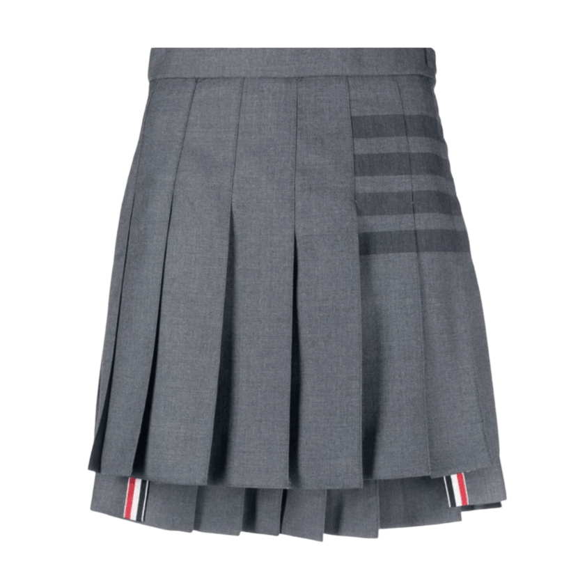 (W) Thom Browne 4-Bar Pleated Mini Skirt Medium Grey