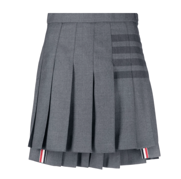 (W) Thom Browne 4-Bar Pleated Mini Skirt Medium Grey