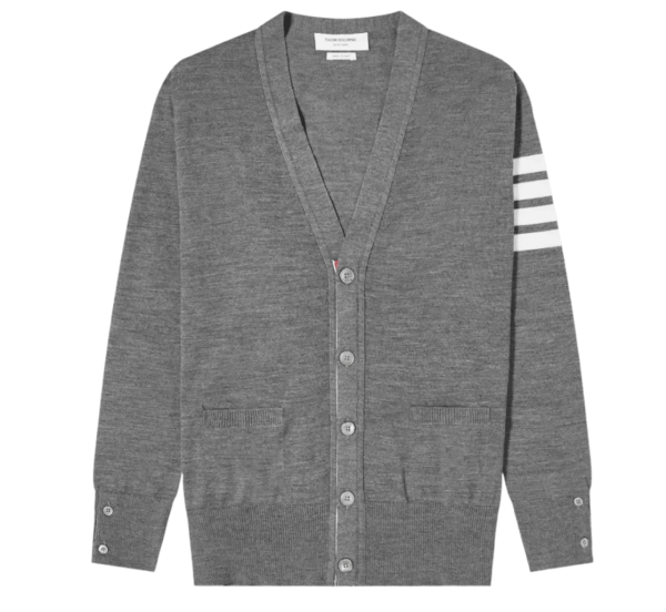 Thom Browne Sustainable Fine Merino Wool 4-Bar Classic Cardigan Medium Grey
