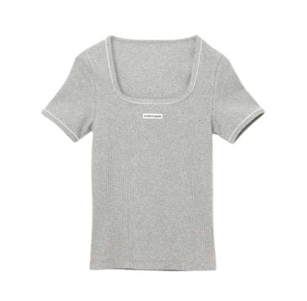 Marine Serre logo-label Jersey T-shirt Grey