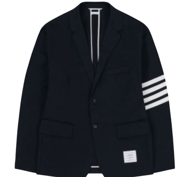 Thom Browne Cotton Unconstructed Single Breasted 4-Bar Classic Jacket Navy