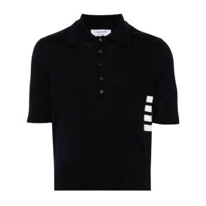 Thom Browne Cotton 4-Bar Relaxed Fit Polo Blue