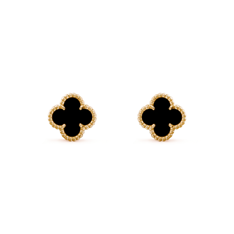 Van Cleef & Arpels Sweet Alhambra Earrings Yellow Gold Onyx