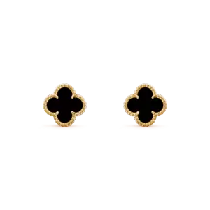 Van Cleef & Arpels Sweet Alhambra Earrings Yellow Gold Onyx
