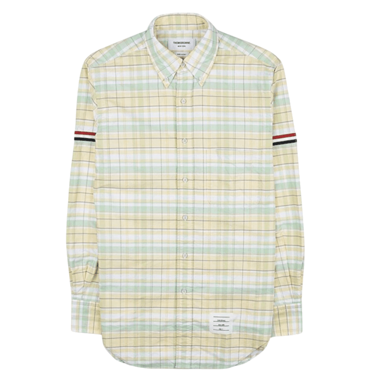 Thom Browne Plaid Oxford Armband Point Collar Shirt Light Yellow