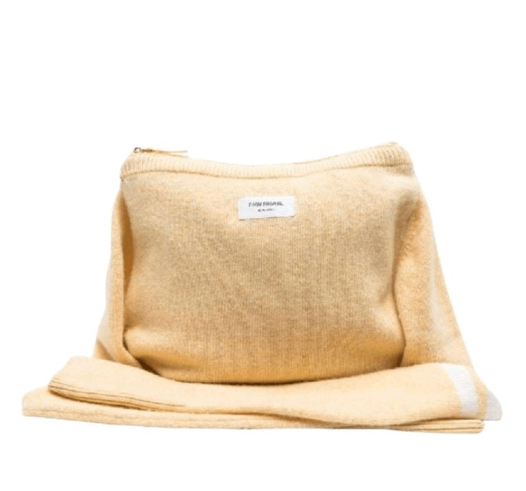 Thom Browne 4-Bar Wool Knit Shoulder Bag Yellow