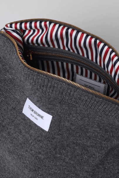 Thom Browne 4-Bar Wool Knit Shoulder Bag Grey