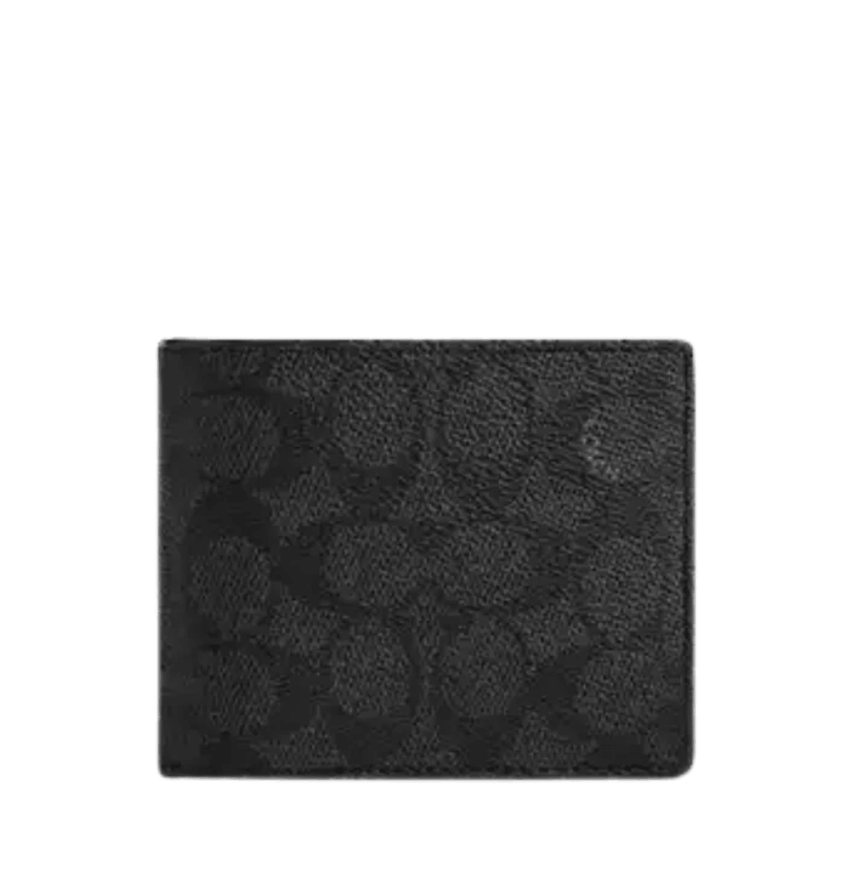 Coach Signature Canvas 3 In 1 Wallet Charcoal Black