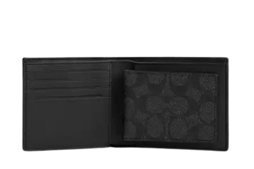 Coach Signature Canvas 3 In 1 Wallet Charcoal Black